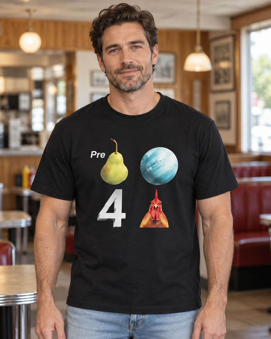 Pear Planet Rooster Funny Rebus Graphic Tee