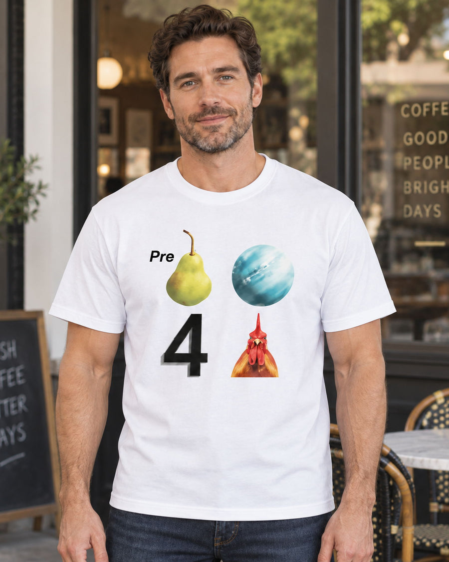 Pear Planet Rooster Funny Rebus Graphic Tee