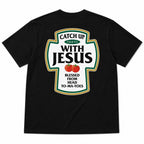 Catch Up With Jesus Psalm 37:4 Christian graphic tee black back print flat-lay product view