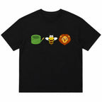Black Hose Bee Lion rebus graphic tee front flat lay on clean white background