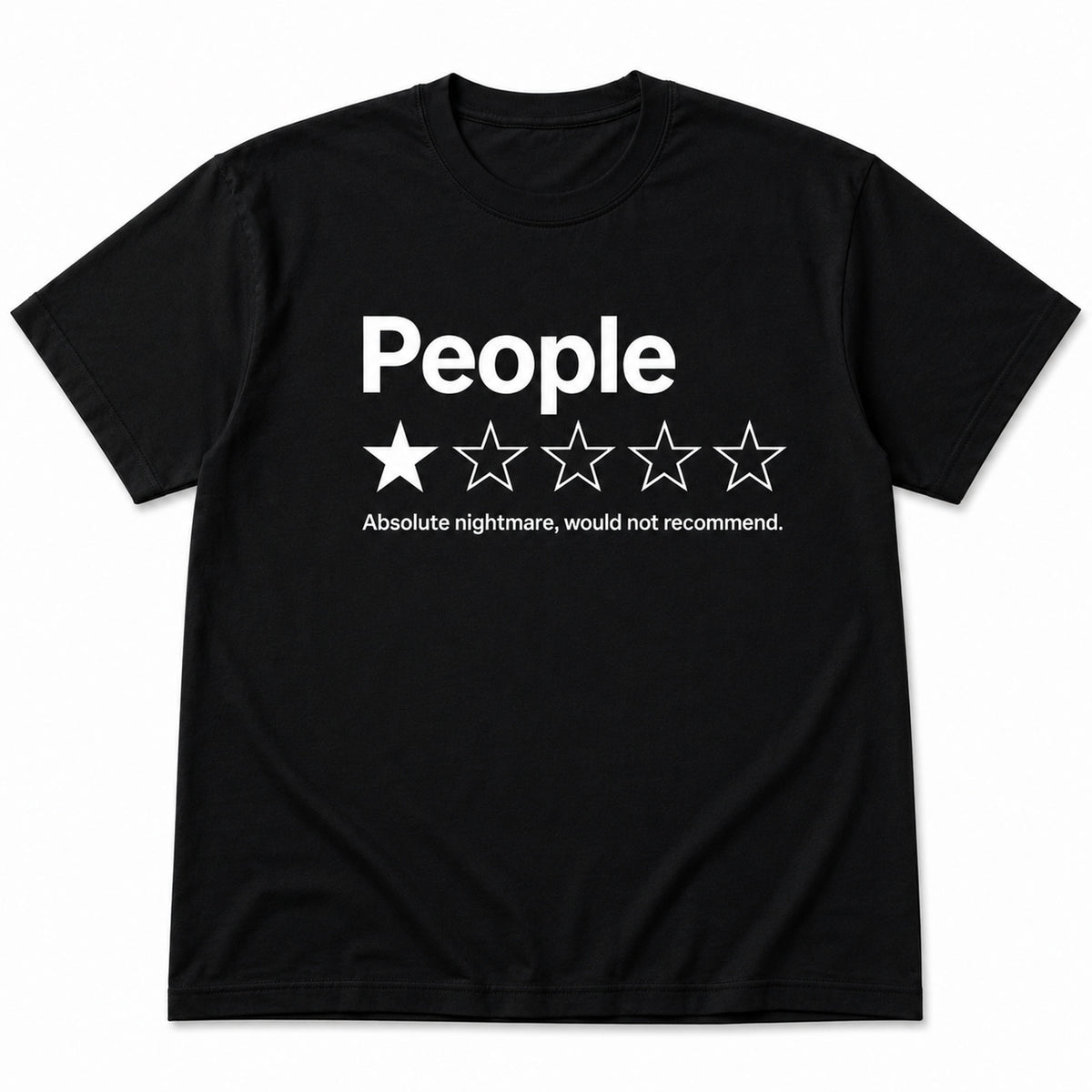 People one-star review funny graphic tee black front flat-lay product image