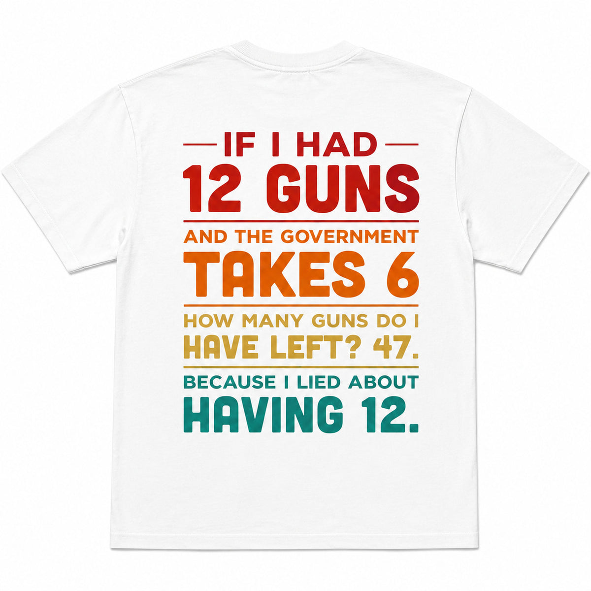 If I Had 12 Guns government math funny graphic tee white oversized back print flat lay