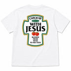Catch Up With Jesus Psalm 37:4 Christian graphic tee white back print flat-lay product view